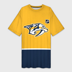 Футболка женская длинная Нэшвилл Предаторз хоккей, цвет: 3D-принт