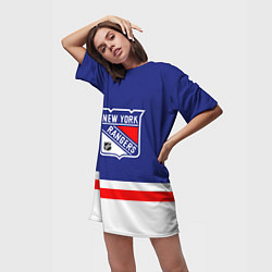 Футболка женская длинная Нью Йорк Рейнджерс хоккей, цвет: 3D-принт — фото 2