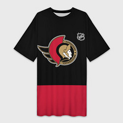 Футболка женская длинная Оттава Сенаторз хоккей, цвет: 3D-принт