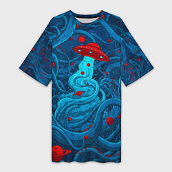 Футболка женская длинная Контакт с хаосом, цвет: 3D-принт