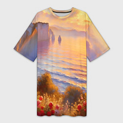 Женская длинная футболка Рассветный залив