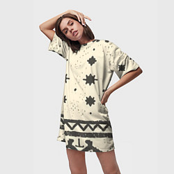 Футболка женская длинная Африканские примитивные узоры, цвет: 3D-принт — фото 2