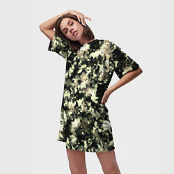 Футболка женская длинная Пятнистый чёрно-бежевый, цвет: 3D-принт — фото 2