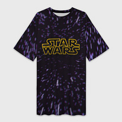 Футболка женская длинная Звёздные войны гиперпрыжок глитч, цвет: 3D-принт