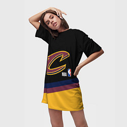 Футболка женская длинная Cleveland Cavaliers NBA basketball, цвет: 3D-принт — фото 2