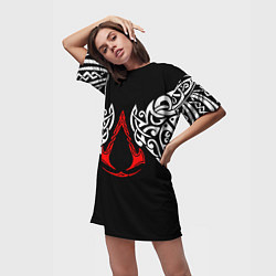 Футболка женская длинная Силуэт ворона - Aссасинс Крид, цвет: 3D-принт — фото 2