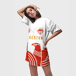 Футболка женская длинная Dagestan sport red, цвет: 3D-принт — фото 2