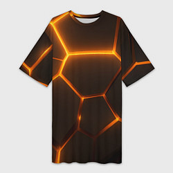 Футболка женская длинная Оранжевое свечение текстура, цвет: 3D-принт