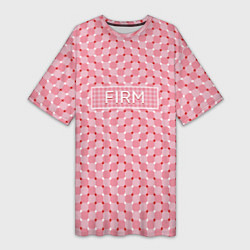 Футболка женская длинная Плавающий эффект - Фирм розовый, цвет: 3D-принт
