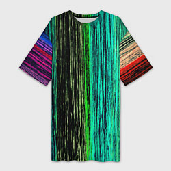 Футболка женская длинная Цветовая палитра, цвет: 3D-принт