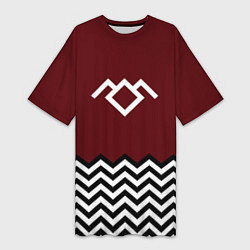 Футболка женская длинная Твин Пикс - лого, цвет: 3D-принт