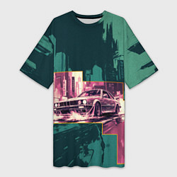 Женская длинная футболка Дрифтующий спорткар