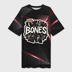 Футболка женская длинная Bones logo stickers, цвет: 3D-принт
