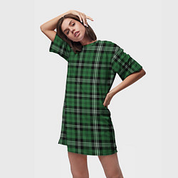 Футболка женская длинная Checkered green, цвет: 3D-принт — фото 2
