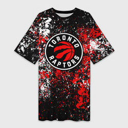 Футболка женская длинная Торонто Рэпторс - цветовой хаос, цвет: 3D-принт