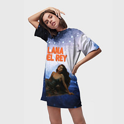 Футболка женская длинная Lana Del Rey лежит, цвет: 3D-принт — фото 2