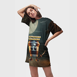 Футболка женская длинная Cappuccino Assassino мем, цвет: 3D-принт — фото 2