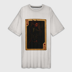 Футболка женская длинная Каллиста: дама червей, цвет: 3D-принт