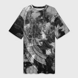 Женская длинная футболка Абстракция - white scraps of fabric on dark