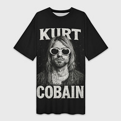 Футболка женская длинная Курт Кобейн - гранж-арт, цвет: 3D-принт