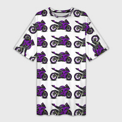 Футболка женская длинная Motorcycle purple, цвет: 3D-принт