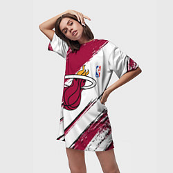 Футболка женская длинная Майами Хит - линии с потертостями, цвет: 3D-принт — фото 2