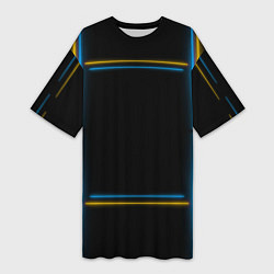 Футболка женская длинная Neon yellow light blue, цвет: 3D-принт