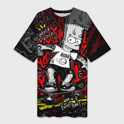 Футболка женская длинная Татуированный барт, цвет: 3D-принт