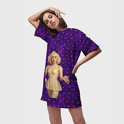 Футболка женская длинная Леди Гага марионетка, цвет: 3D-принт — фото 2