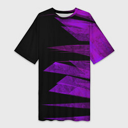 Футболка женская длинная Color purple black stripes, цвет: 3D-принт