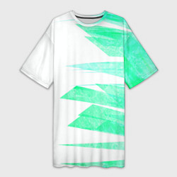 Футболка женская длинная Color white light blue strip, цвет: 3D-принт