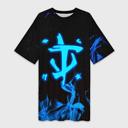 Женская длинная футболка Дум огонь лого