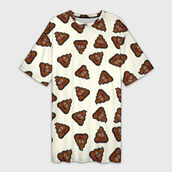 Футболка женская длинная Нашивки какашки, цвет: 3D-принт