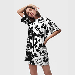 Футболка женская длинная Doom x Marshmello pattern, цвет: 3D-принт — фото 2