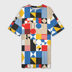 Футболка женская длинная Геометрический балаган, цвет: 3D-принт