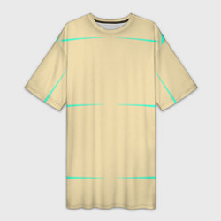 Футболка женская длинная Color beige green stripes, цвет: 3D-принт