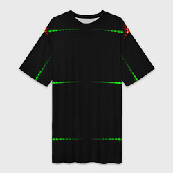 Футболка женская длинная Color black green orange stripes, цвет: 3D-принт