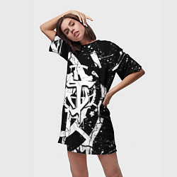 Футболка женская длинная Doom smile game, цвет: 3D-принт — фото 2