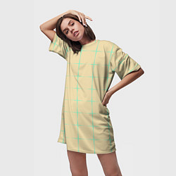 Футболка женская длинная Color beige green crosses, цвет: 3D-принт — фото 2