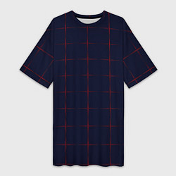 Футболка женская длинная Color dark blue red crosses, цвет: 3D-принт