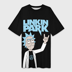 Футболка женская длинная Linkin Park и Рик Санчес из Рик и Морти, цвет: 3D-принт