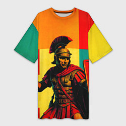 Футболка женская длинная Римский легионер поп-арт, цвет: 3D-принт