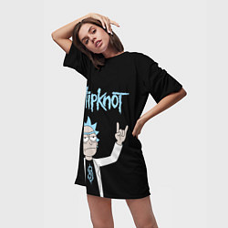 Футболка женская длинная Slipknot и Рик Санчес из Рик и Морти, цвет: 3D-принт — фото 2