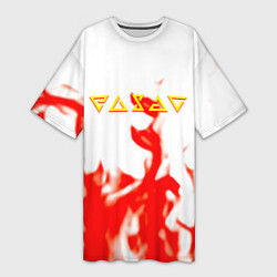 Футболка женская длинная Ведьмак огонь лого, цвет: 3D-принт