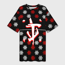 Футболка женская длинная Doom winter pattern steel, цвет: 3D-принт