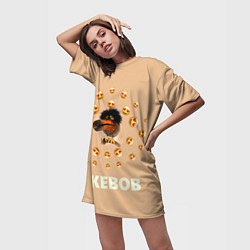 Футболка женская длинная Мем скебоб и смайлики, цвет: 3D-принт — фото 2