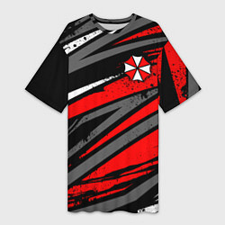 Футболка женская длинная Umbrella - red lines, цвет: 3D-принт