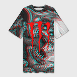 Женская длинная футболка Monster energy glitch