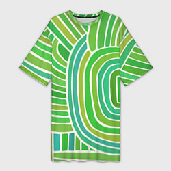 Футболка женская длинная Абстрактный узор зеленый, цвет: 3D-принт