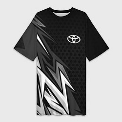 Футболка женская длинная Toyota - монохром, цвет: 3D-принт